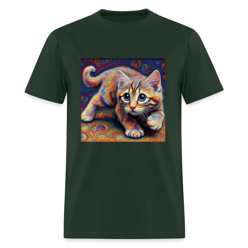 Tie Dye Kitten - forest green