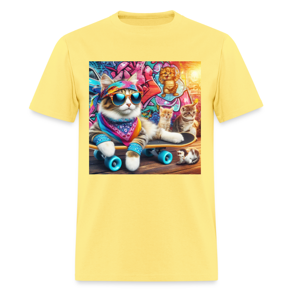 Cool Skateboarding Cat - cornsilk