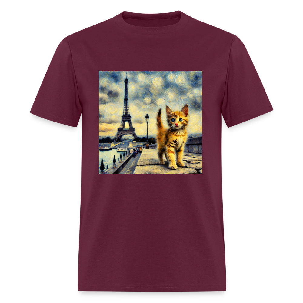 Eiffel Tower Kitten - burgundy