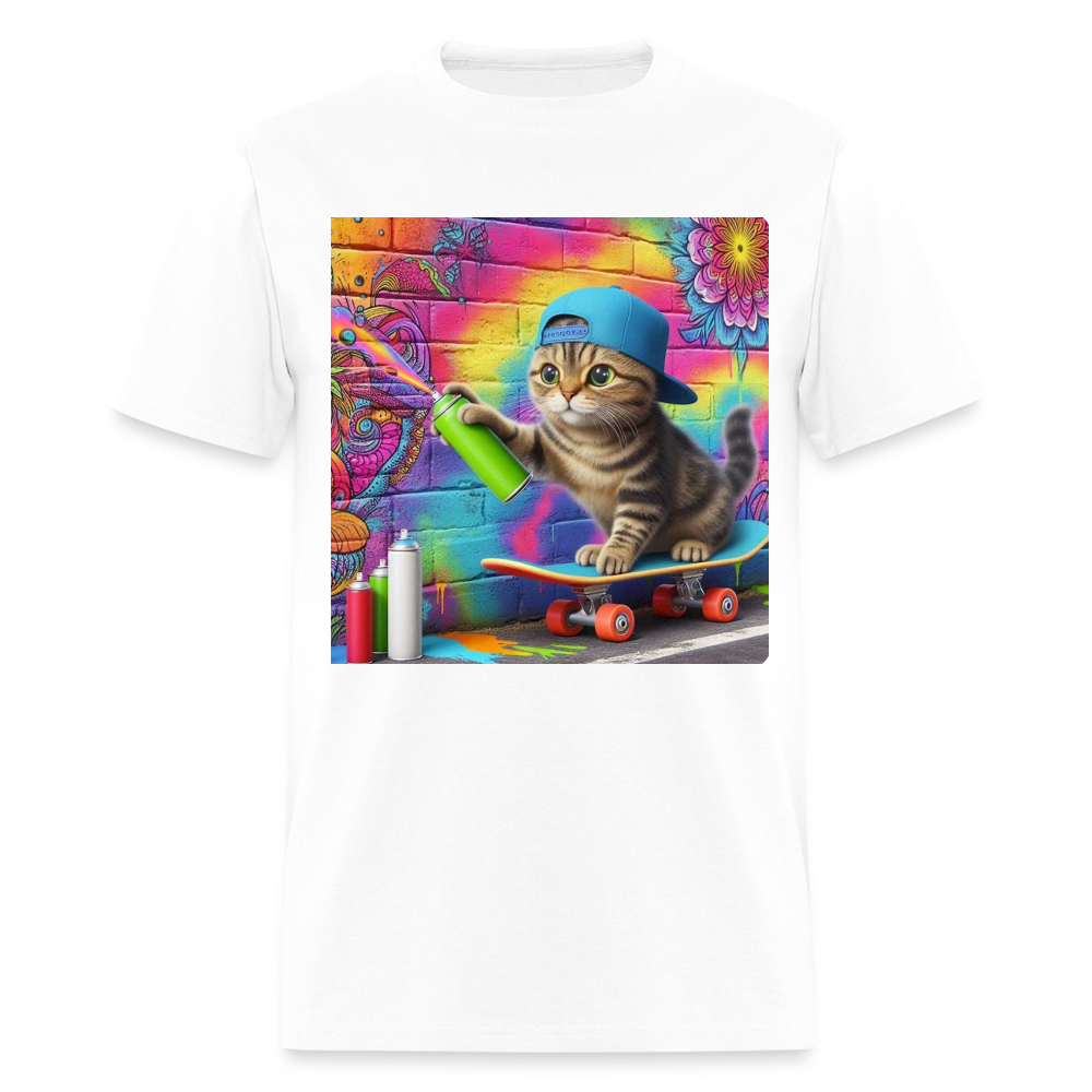 Skateboarding Graffiti Kitten - white
