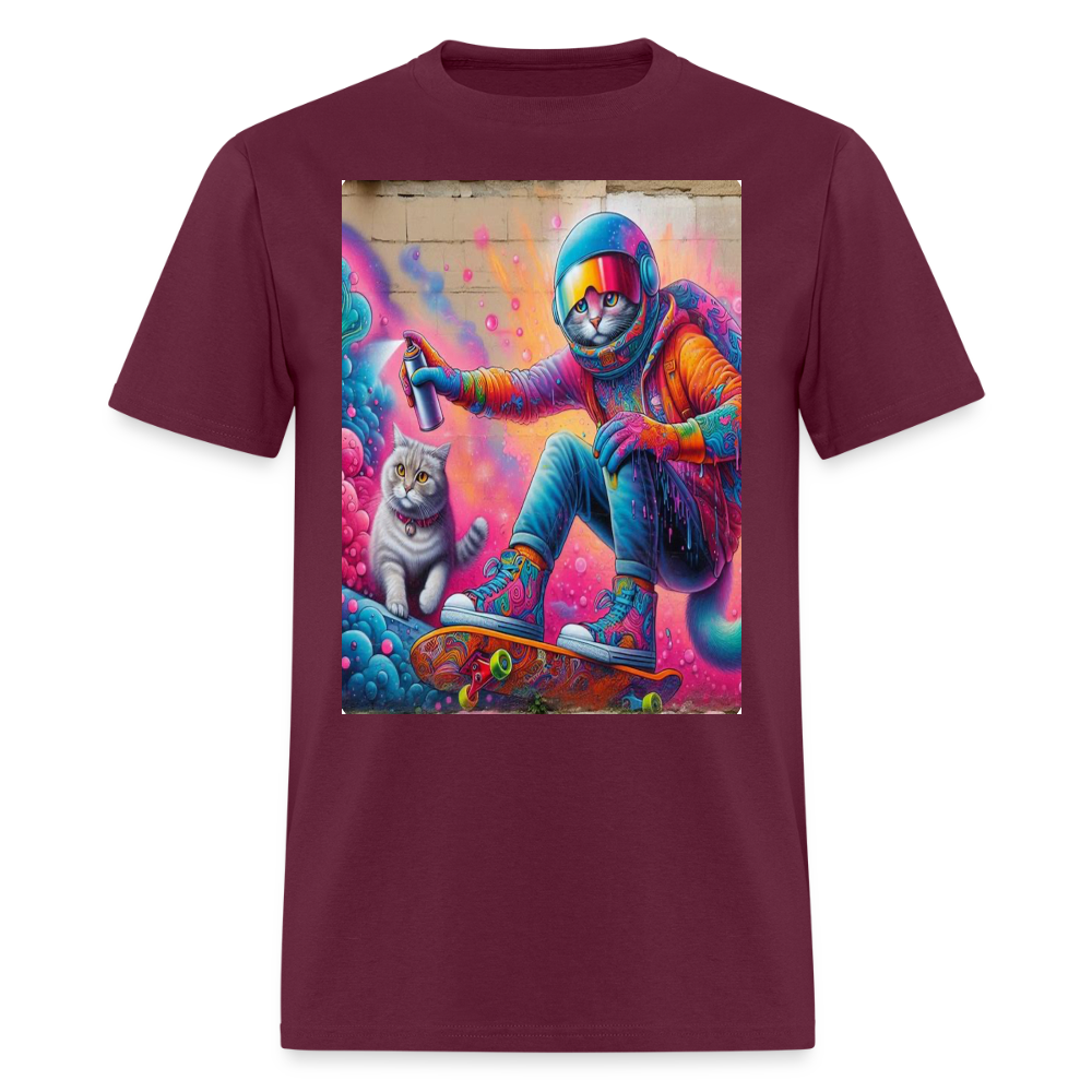 Graffiti Cat - burgundy