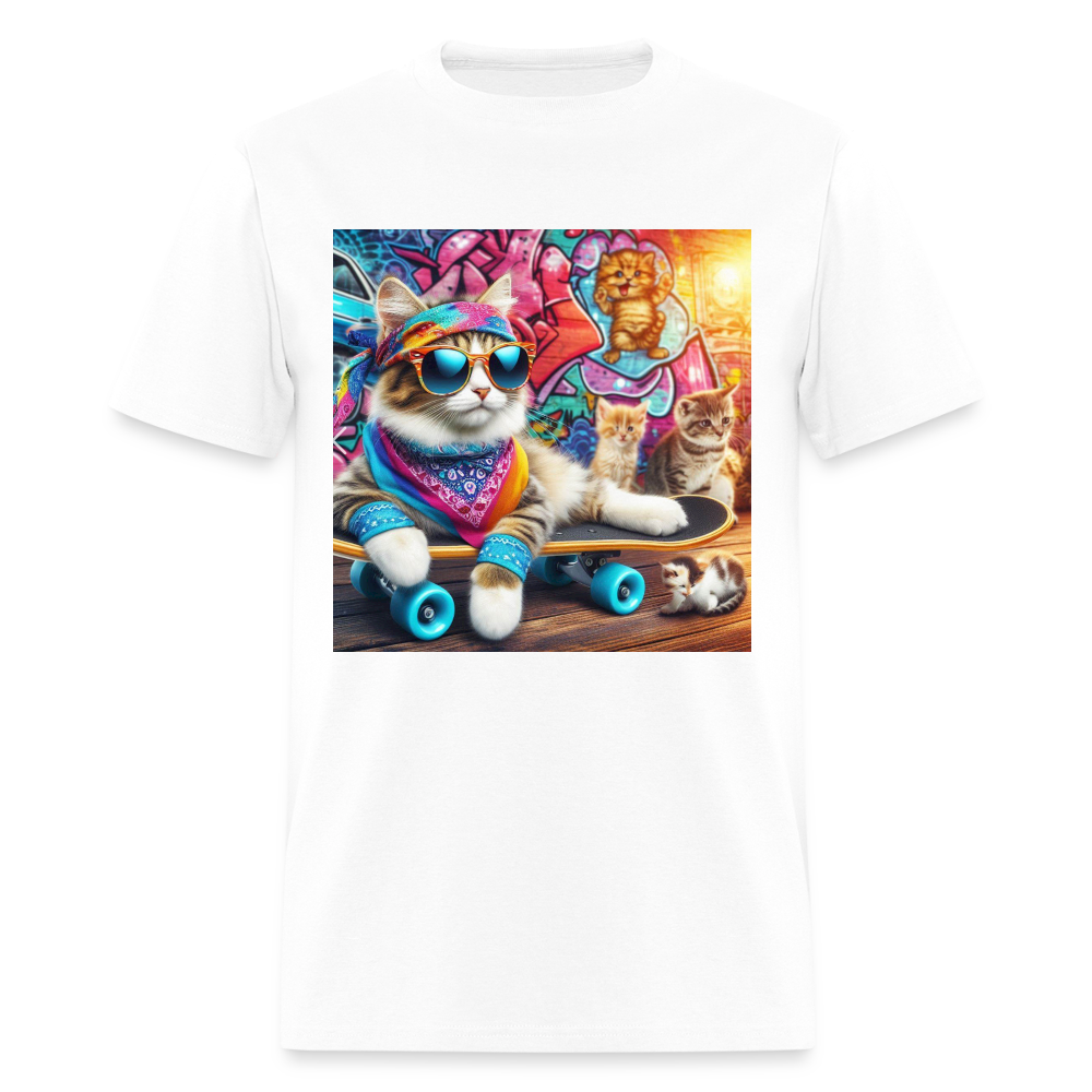 Cool Skateboarding Cat - white