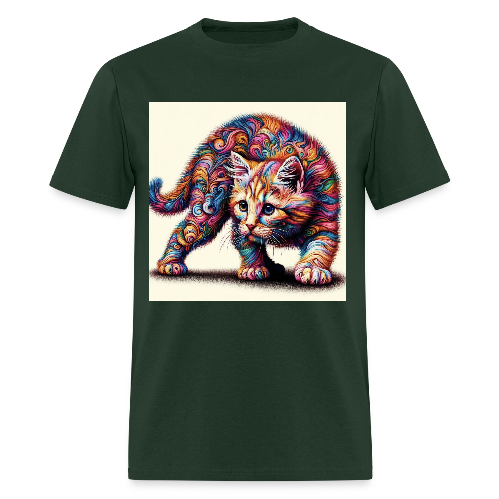 Tie Dye Kitten - forest green