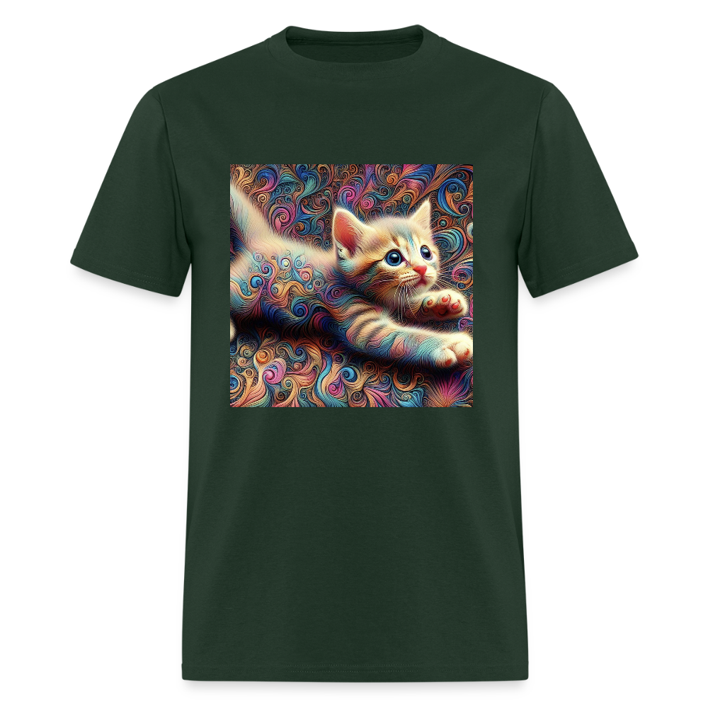 Tie Dye Kitten - forest green
