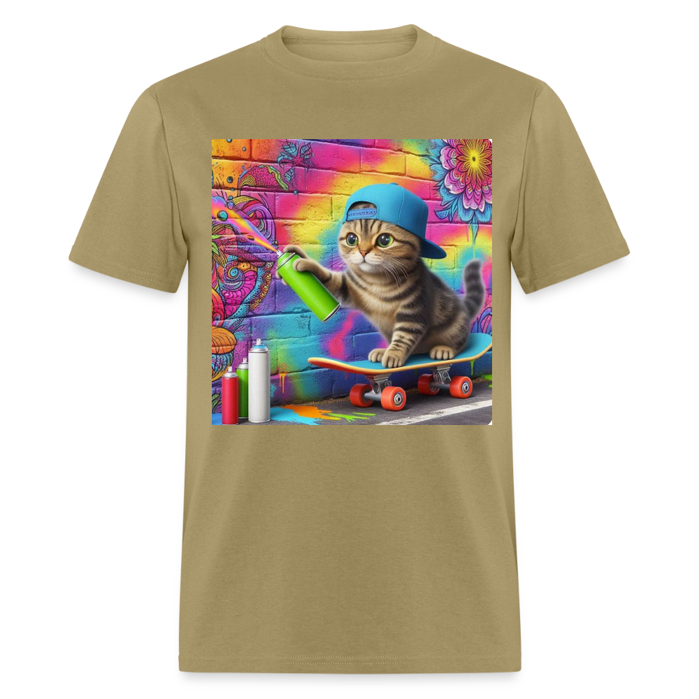 Skateboarding Graffiti Kitten - khaki