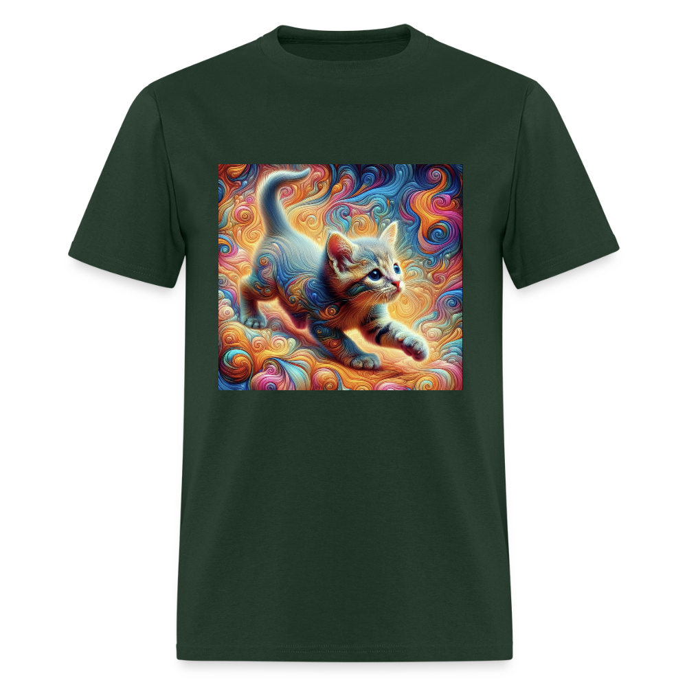 Tie Dye Kitten - forest green
