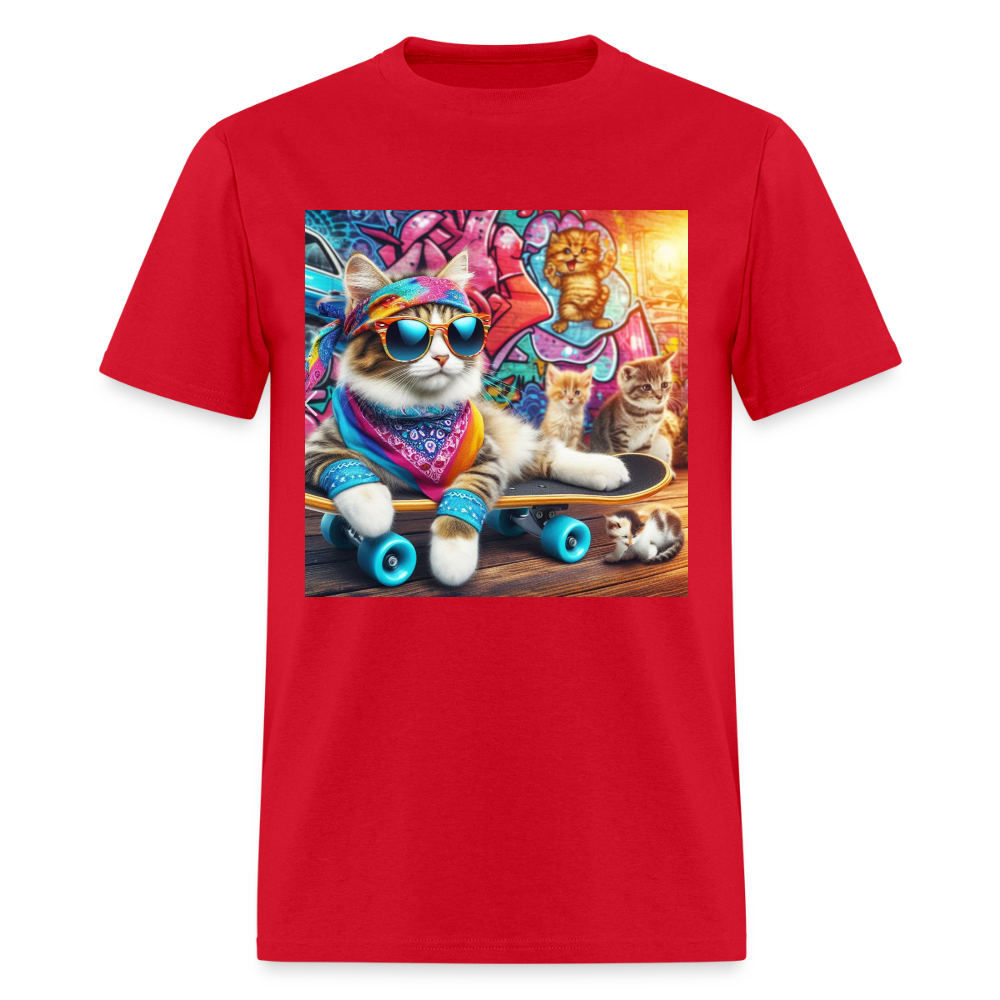 Cool Skateboarding Cat - red