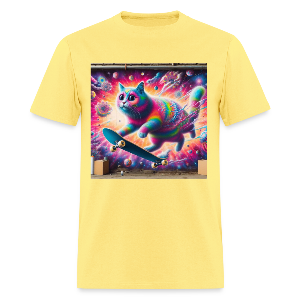 Psychedelic Skateboard Cat - cornsilk