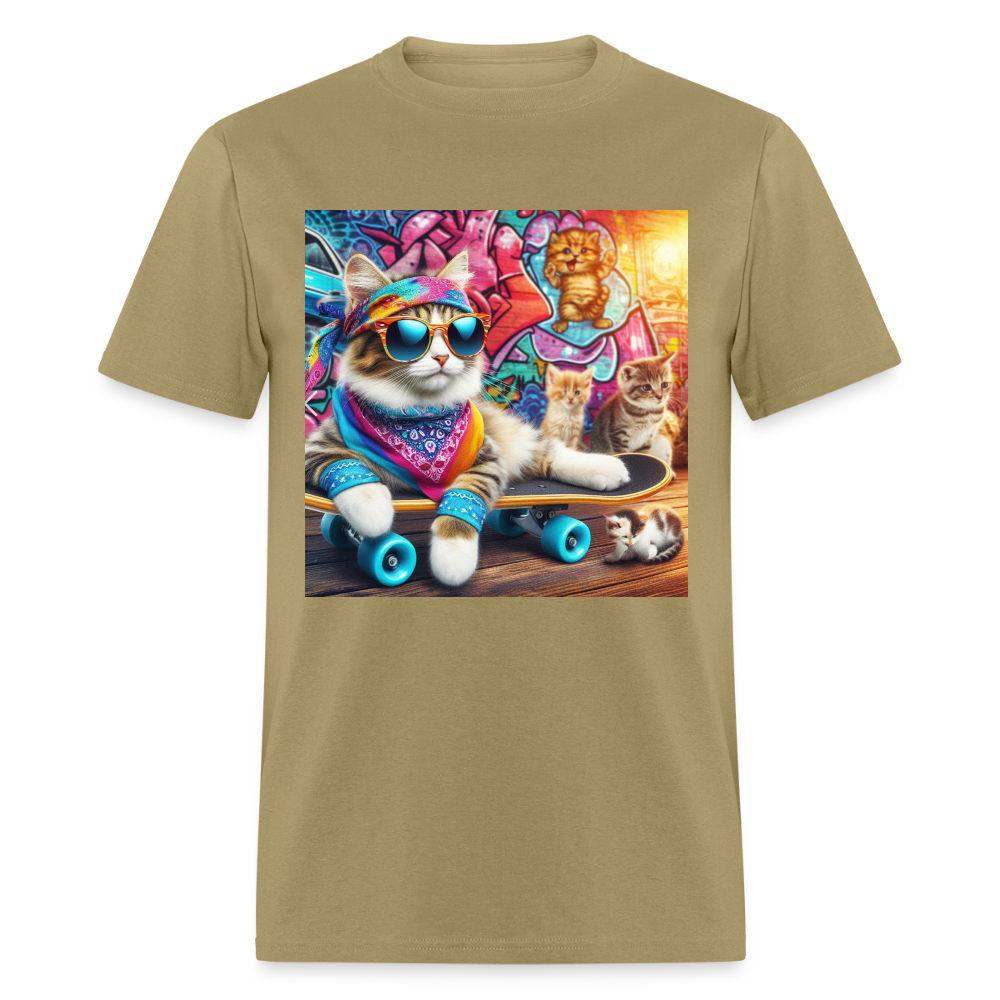 Cool Skateboarding Cat - khaki