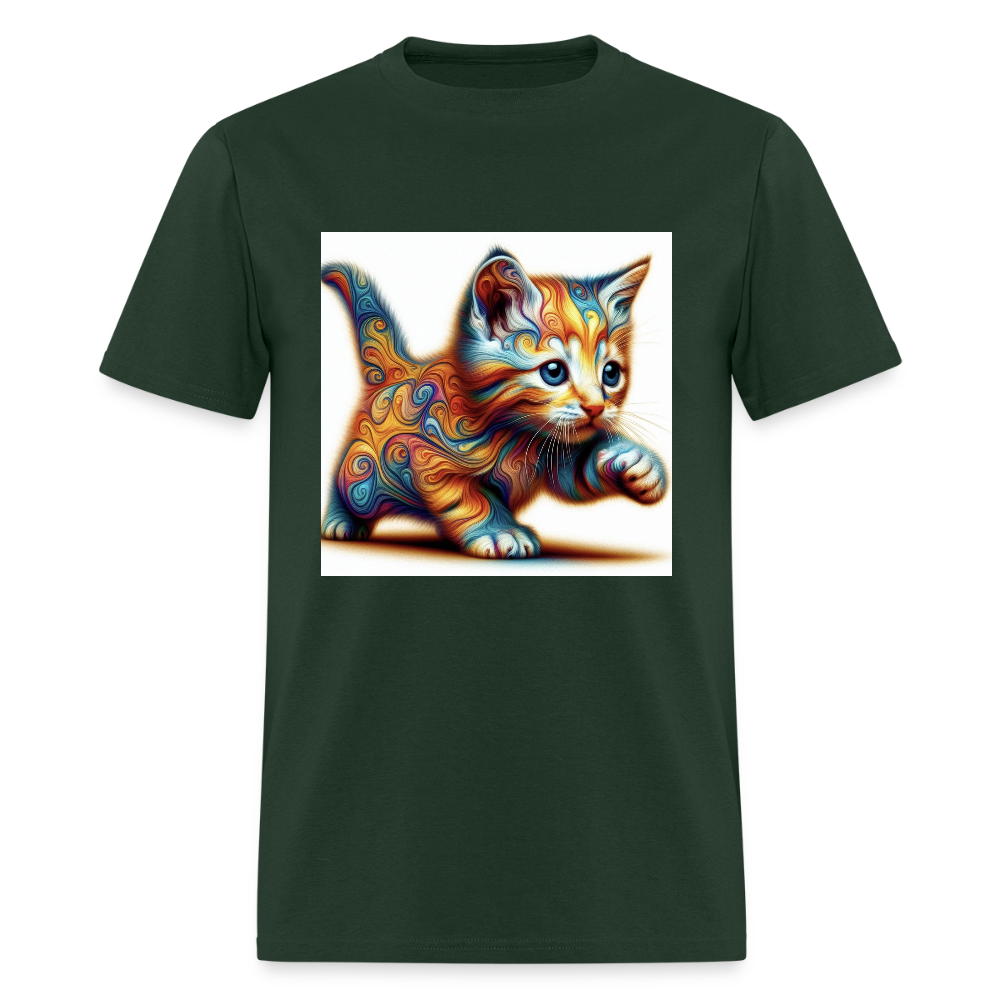 Tie Dye Kitten - forest green