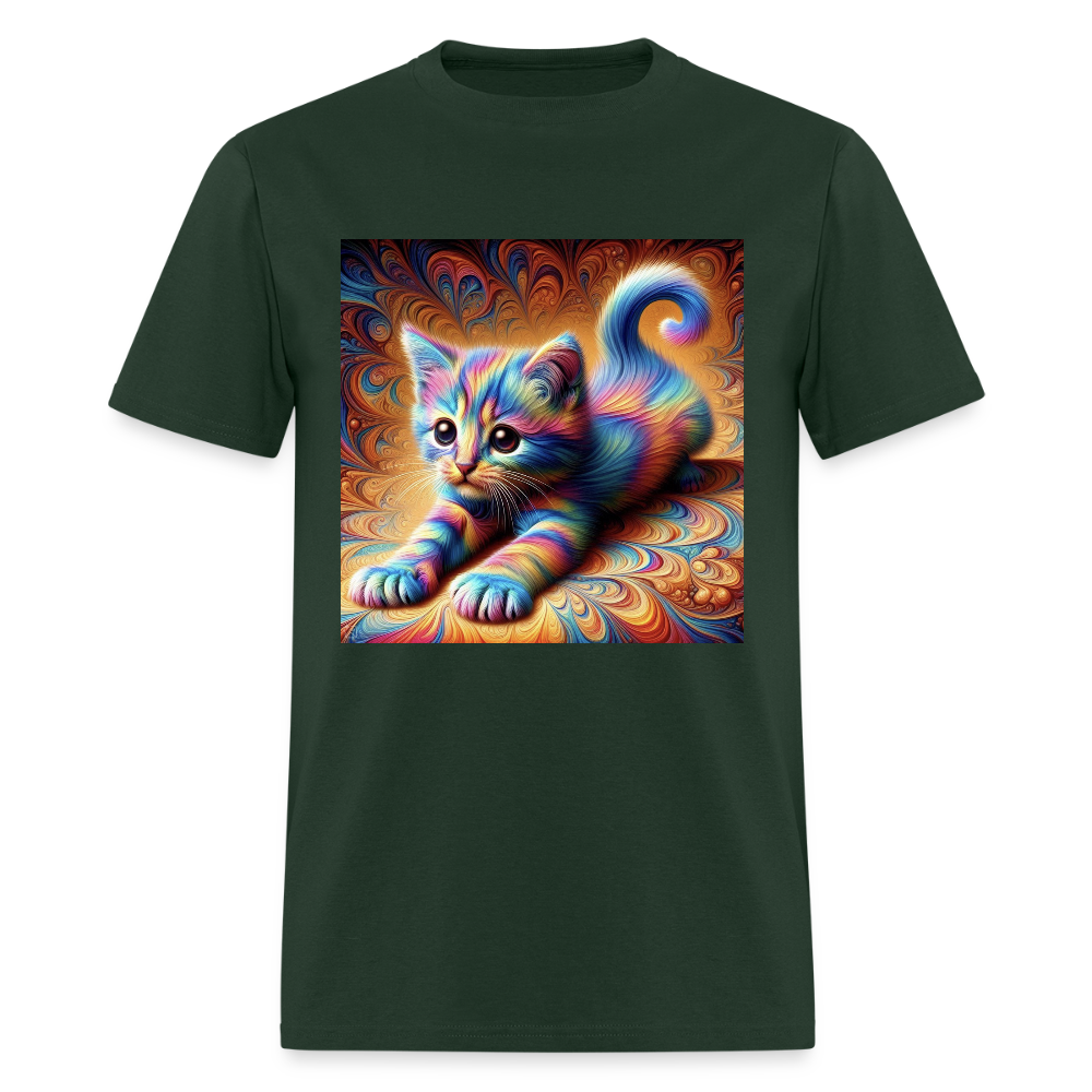 Tie Dye Kitten - forest green