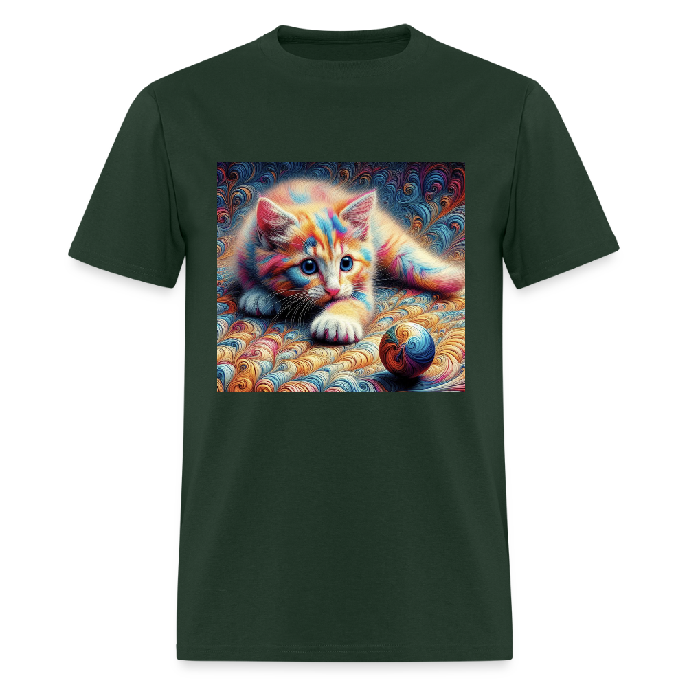 Tie Dye Kitten - forest green