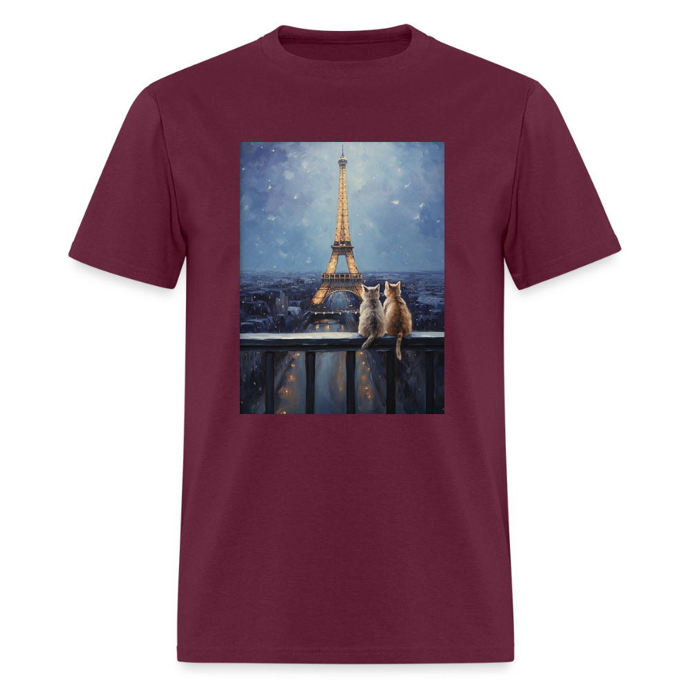 Eiffel Tower Kittens - burgundy