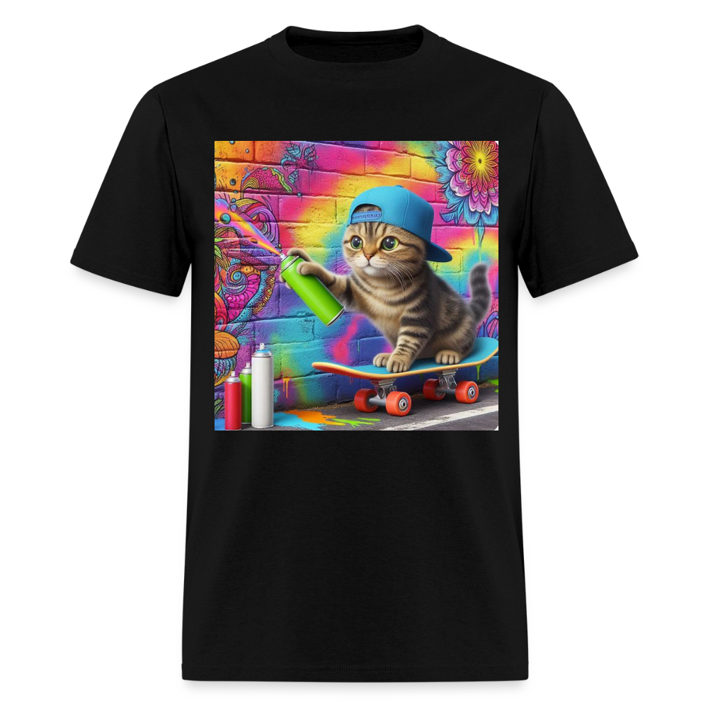 Skateboarding Graffiti Kitten - black